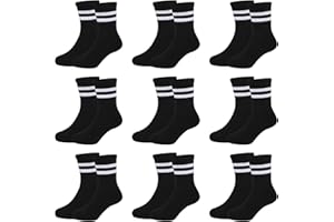 Auranso Socken kinder Tennissocken Jungen Kindersocken Mädchen (9 Paar) Baumwoll Sportsocken Weiße Schwarz Grau 27-30 31-34 35-38
