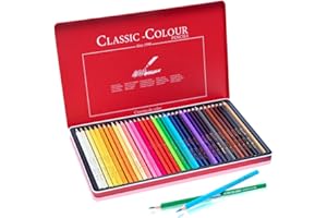 REAEONAT Coloured Pencils, 36 Professional Oil Colorful Pencil Set with Tin Box for Adult, Artist and Beginners Drawing Sketching Painting Colouring Book, Stationery Supplies