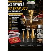 Mucit Home 7 Par&ccedil;a Merkezleme Damgalı Kademeli Matkap Ucu Sac Delme Seti &Ouml;zel Kutulu