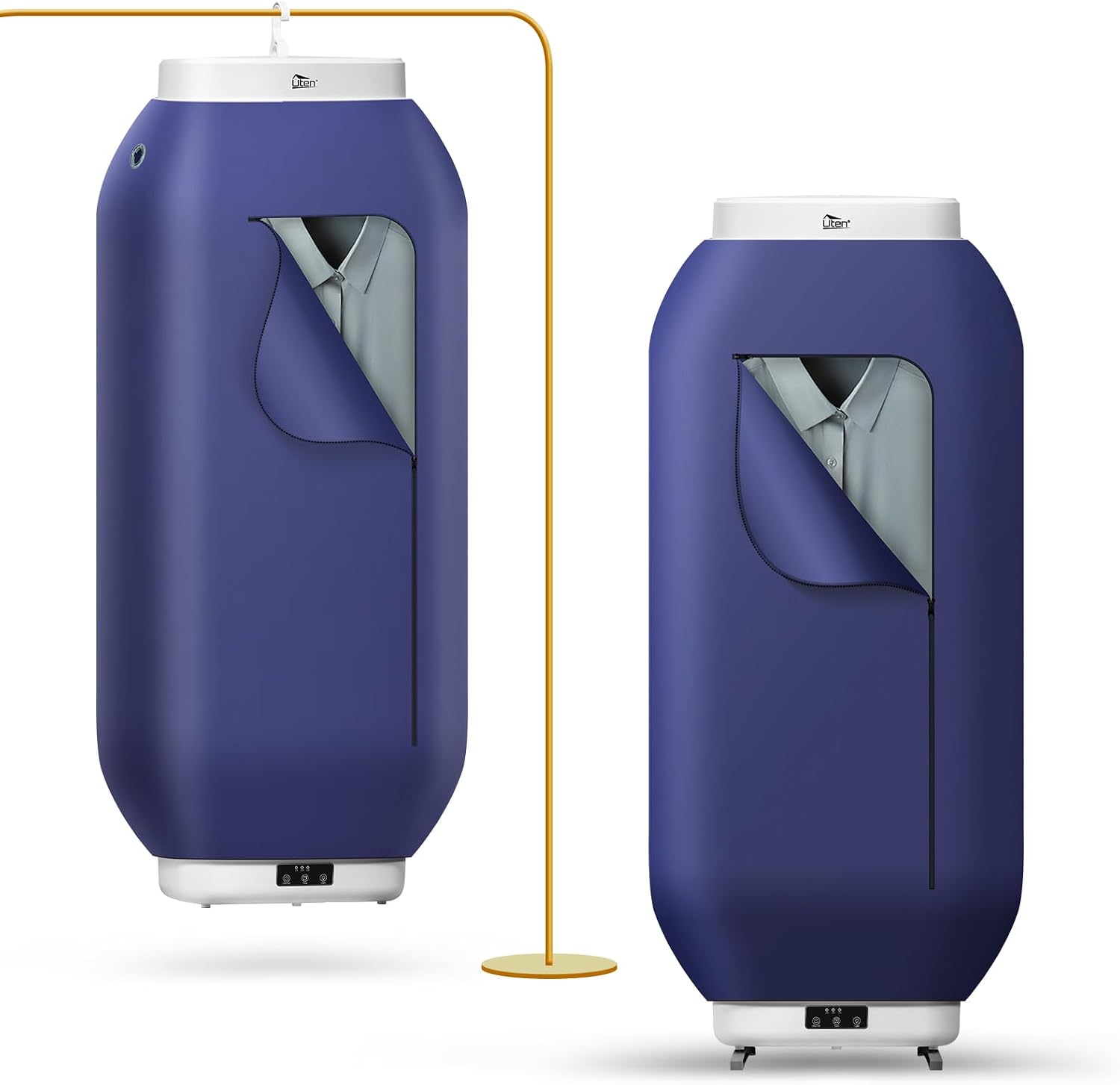 Uten Portátil Secadora de Ropa, 600W Secadora Eléctrica con Temporizador, Doble Uso De Pie y Colgante, para Viajes de Negocios, Dormitorios, Apartamentos y Hoteles