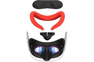 Eyglo Housse en Silicone Compatible avec Quest 3, Couverture Confortable Étanche à la Poussière pour Quest 3, Remplacement avec Coussinet Nasal,Accessoires pour Quest 3 (Rouge)