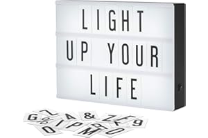 My Cinema Lightbox with 100 Letters & Numbers, USB and Built-in Storage, Black Shell, Cool White Illuminated Sign, A4 Size 9x12