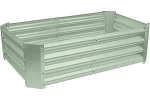 Harbour Housewares Raised Garden Bed - Green - 120 x 60cm - Rectangle - Bottomless Metal Raised Bed Galvanised Steel Planter Box for Growing Outdoor Plants, Vegetables, Flowers and Herbs