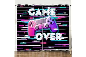 CTQTZ Gamer für Kinder Erwachsene Blickdichter Vorhänge Mit Ösen Videospiele Gaming Verdunkelungsvorhänge Mit Ösen 150x166 cm (BreitexHöhe) 2er Set Gardinen für Dekoration Kinderzimmer