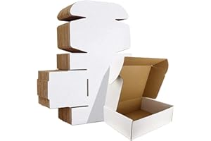 HORLIMER 25 Pack Shipping Boxes, 9x6x2 inches White Corrugated Cardboard Mail Boxes, Packaging Boxes for Mailing, Business