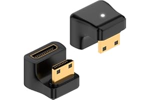 Duttek Mini adattatore HDMI 8K a forma di U, 48 Gbps angolo verso il basso, mini adattatore HDMI maschio a femmina, adattatore mini HDMI a 180 gradi con indicatore LED di lavoro per fotocamera,