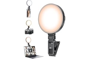 KNIOO Portable Selfie Light for Laptop Camera, 4 Inch Rechargeable Clip-On Video Conference Light with Dual Mount (Screen Safe), Soft 3-Mode Dimmable Photography Light for Zoom, TikTok, Makeup Work