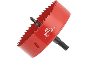 GARHWAL Bi-Metall-Lochsäge 110mm, Bohrkrone, Lochbohrer, mit Dreiecksschaft Adapter und Zentrierbohrer - Präzises und schnelles Schneiden von Holz, Kunststoff, Gipskarton, und dünnen Metallplatten