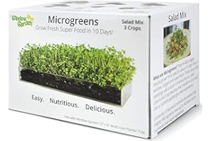 Window Garden Microgreens Growing Kit - Includes Microgreen Seeds, Organic Pea Shoot (3 Pack Refill) - Indoor Microgreen Grow Starter Kit - Pre-Measured Soil, Sprout Crops of Superfood Greens