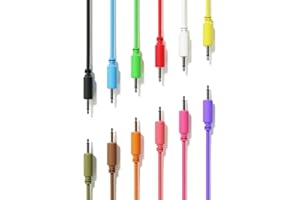 ExcelValley - 12-Pack - Câbles Modulaires Mono Patch - TS 3,5mm 1/8" Eurorack Synthétiseur [20 cm - 7.87"]