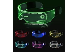 Coriver LED Light up Glasses, 7 Colors LED Visor Glasses Luminous Glasses with 2 Remote Controls Button Inside, Festival Glasses for Carnival Cosplay Halloween Parties Adult Kids Gifts