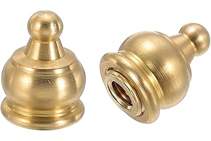 PATIKIL 14.5 x 19mm Lamp Finials Caps Knob, 2 Set Solid Brass Lamp Shade Top Decoration Screw Cap Nuts with Brass Reducing Adapter for Table Lamps Floor Lamps