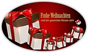 Weihnachtsaufkleber Weihnachtssticker Frohe Weihnachten Und Ein Gesundes Neues Jahr Oval 60 X 35 Mm 100 Stuck Auf Rolle Haftpapier Glanzend Amazon De Burobedarf Schreibwaren