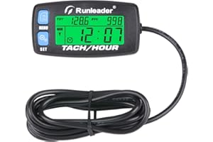 FOUNDOWN Induktive Drehzahlmesser-Alarmalarmdrehzahl Motorstundenzähler Wartung des Bootes Erinnerung an die Hintergrundbeleuchtung Digital rücksetzbare Tacho-Stundenzähler für Motorrad-Marine (blue)