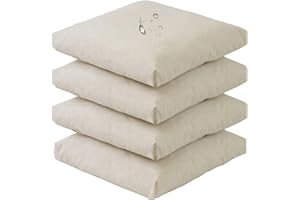 Viste tu hogar Pack 4 Cojín Silla Exterior 45x45cm, Tela Alta Densidad, 70% Algodón 30% Poliéster, Impermeables, Resistentes UV Y Desgarro, Lazos De Sujeción,Beige,Fabricado En España