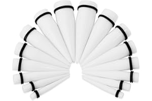 FUNSEEDRR Fundseeder 8 par de acrílico Blanco Negro Oreja Camilla Kit oído epaper Camilla Kit 6-20 mm