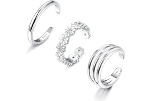 Milacolato Anelli dei Piede in Argento 925 per Donna Regolabile Ipoallergenico Fiore Margherita 3 File Fascia per Punta Polsino Aperto Anelli per Punta Spiaggia Estiva Sandali A Piedi Nudi Gioielli