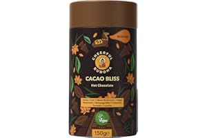 Cheerful Buddha Cacao Bliss Hot Chocolate Drink - Energising Alternative to Coffee| Boosted with Superfoods|Less Jitters| No added sugar | Vegan-friendly| 150g