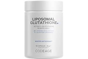 Codeage Liposomal Glutathione Supplement - Pure Reduced Setria L Glutathione Skin - Nano Encapsulated Glutathione Powder Pills - Phospholipids - Antioxidant Complex - Vegan, Non-GMO - 60 Capsules
