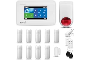 HUXGO® HXA006 Kit Alarma casa WiFi + gsm con Sirena inalámbrico| Alarma hogar Kit con 9X sensores PIR de Movimiento, 1x Sensor de Puerta/Ventana | Control Desde el teléfono