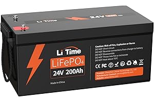 LiTime 24V 200Ah Batería de Litio, 5120Wh Batería Lifepo4 con 200A BMS, 4000-15000 Ciclos y 10 Años de Vida, 5120W Carga Máxima Potencia, Bateria 24V para Respaldo Doméstico Caravanas Camping