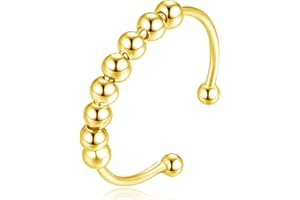 Cangall Srebrne pierścionki Anxiety, srebro wysokiej próby 925, damskie pierścionki nastrojowe, otwarte, regulowane, antystresowe, antystresowe, uniseks, dla kobiet i dziewcząt i mężczyzn