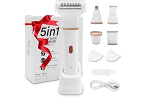 PERMUST Rasierer Damen,5-in-1 Damenrasierer Elektrisch für Körper,Scham und Nase, Intimrasierer für Frauen IPX7 was serdicht, Nass- und Trockengebrauch, Trimmer Damen Epilierer mit USB-Aufladung