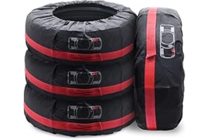 GELOO Pokrowce na opony zapasowe do samochodu, wodoodporne, pyłoszczelne, samochodowe, torby do przechowywania, zestaw 4 szt., średnica 80 cm