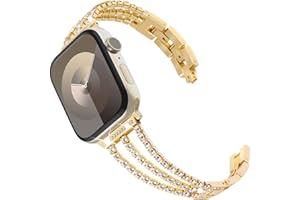 KADES kompatibel mit Apple Watch Armband 9 41mm Damen, Bling Link Armband Edelstahl Armband Ersatzarmband für iWatch Armband 41mm 40mm 38mm SE(GEN 1 2 3) Series 9 8 7 6 5 4 3 2 1, Gold