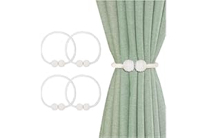 FVIZAL Curtain Tie Backs, 4Pack Magnetic Tie Backs for Curtains, Curtain Drapes Clips Rope Holdbacks Curtain Holder Buckles, Weave Rope Drape Tie Backs For Home Office Hotel Decorative (Silver Grey)