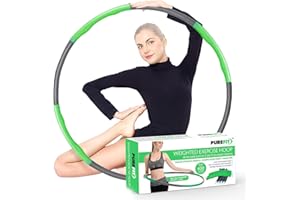 PUREFIT Weighted Hula Hoop 95CM 1.2Kg Adjustable Fitness Hula Hoops For Adults Children Weight Lose Gymnastic Ring Non-Toxic Foam Padded Hula Hoop Ideal For Weight Loss Exercise Sports