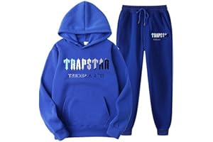 GUTOUWAN Tuta Trapstar Uomo Donna, 2 Pezzi Completo Trapstar London con Logo Stampato, Unisex Felpa con Cappuccio in Plie e Pantaloni, Felpa Uomo Trapstar Jogging Sportiva Set