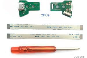 ELECGEAR 2 pz JDS-055 Sostituzione Presa di Ricarica Micro USB per Controller PS4, Caricabatterie per porte di Ricarica USB Socket Adattatore Modulo, Cavo Flex Cacciavite per Playstation DualShock Controller