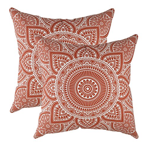 TreeWool, (2 Pack Cushion Covers Mandala Accent in Cotton Canvas (40 x 40 cm / 16 x 16 Inches, Rust