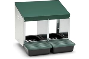 Agrarzone Legenester für Hühner 2 Abteile - Robustes Hühner Legenest mit Auffangschale & Lüftungsgitter - Hühnernest Abrollnest für Wandmontage