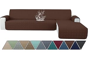 Ystyle Copridivano Impermeabile con Penisola 3 Posti (L 255 CM), Copridivano Angolare Destra/Sinistra Universale Reversibile, Copridivano Chaise longue Antigraffio Antimacchia, Caffè