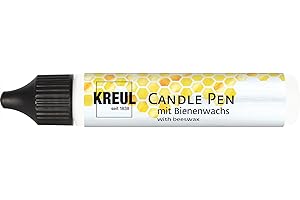 KREUL 49701 - Candle Pen, blanc, 29 ml, Crayon pour bougies avec pointe fine, peinture à la cire d'abeille pour décorer et peindre des bougies