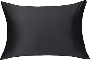 LULUSILK Kissenbezug, 100 % reine Seide, 16 Momme, mit verdecktem Reißverschluss, schont Haut und Haare, 1 Stück 40 x 60 cm Schwarz
