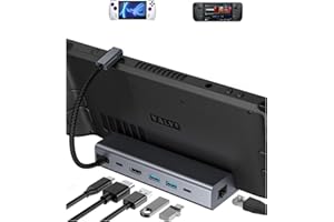 RREAKA ROG Ally/Steam Deck OLED Dock, 6-in-1 Hub Docking Station for ASUS ROG Alloy with 4K@60Hz HDMI, Gigabit Ethernet, 2 USB 3.0, 100W USB-C Charge for Valve Stream Deck/ROG Ally/Legion Go