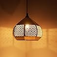 ExclusiveLane 'Moroccan Paradise' Hand-Etched Iron Wall Pendant Light for Living Room & Ceiling Hanging Lights for Home Decoration (Without Bulb) (8 Inch, Matte Finish)(Corded Electric)