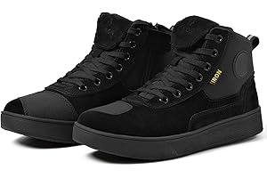 RIDEIRON Scarpe Moto Uomo Donna Stivali Moto,Antiscivolo Rinforzato Suola Ispessita Impermeabili Traspiranti alla Moda con Zip Laterale,Supporto alla Caviglia e Shift Pad