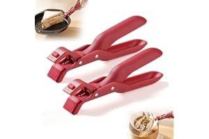 MIFULL 2Pcs Anti-scalding Bowl Holder - Multi-Purpose Anti-Scald Bowl Holder Clip for Kitchen - Silicone Anti-Scalding Hot Plate Tongs Bowl Plate Clips - Kitchen Tool for Bowl, Pan, Plates (Red)