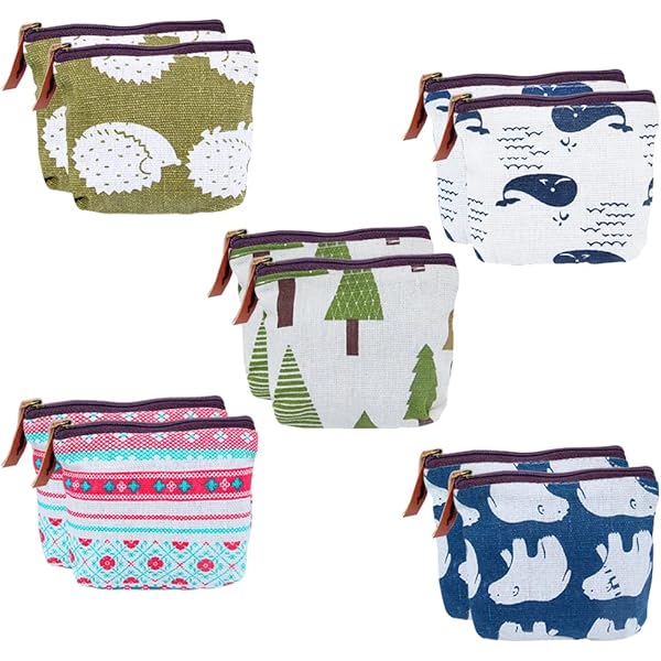 8 Pezzi Portamonete In Tela Carini - Borse Portaoggetti Per Chiavi, Rossetti E Piccoli Oggetti - Foto 6