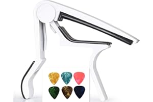 YALLNASL Guitar Picks Guitar Capo pour guitare acoustique Accessoires avec gratuit médiators Guitar Capo Quick Change White
