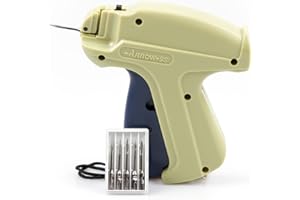 ABN Finest Clothes Tagging Tag Gun Price Labeller Labelling Machine Clothing Laundry Pricing Pricemarker Kit Fabric Tag Attacher Fasteners with 6 Stainless Steel Needles + 1000 Kimble Barbs 80mm