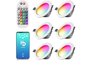 ‎AROTELICHT Arotelicht 6er 5W LED Einbaustrahler 230V Bluetooth RGBW LED Deckenleuchte Dimmbar Deckenstrahler Deckenspots 2700K-6500K mit Fernbedienung Controller für Wohnzimmer, Schlafzimmer, Küche, KTV, Bars