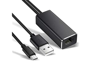 MIYAWELL Ethernet Adapter for Chromecast Ultra/2/1/Audio, Google Home Mini, Micro USB to RJ45 Ethernet Adapter with USB Power Supply Cable (3.3ft)