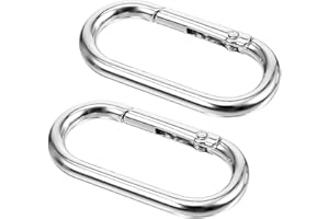 JIYIN 2 Stück Oval Spring karabinerhaken groβ, 4cm Silber Metall Ringkarabiner Karabinerhaken Schlüsselring Spring Buckle Clip Schlüsselanhänger für DIY Geldbörsen Schlüsselkette Rucksack