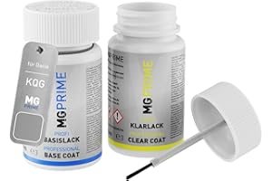 MG PRIME Lakier samochodowy Zestaw sztyftów Touch-up dla Dacia KQG Gris Schiste Metallic/Dolomit Grau Basecoat lakier bezbarwny 50ml kazdy