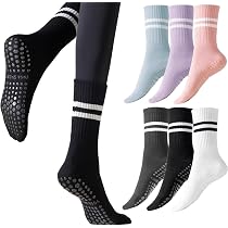 Calzini Yoga Antiscivolo Andiker - 2 Paia Con Cinghie Incrociate E Puntini In PVC, Cotone Morbido, Taglia 35-42, Per Pilates, Balletto E Fitness - 4